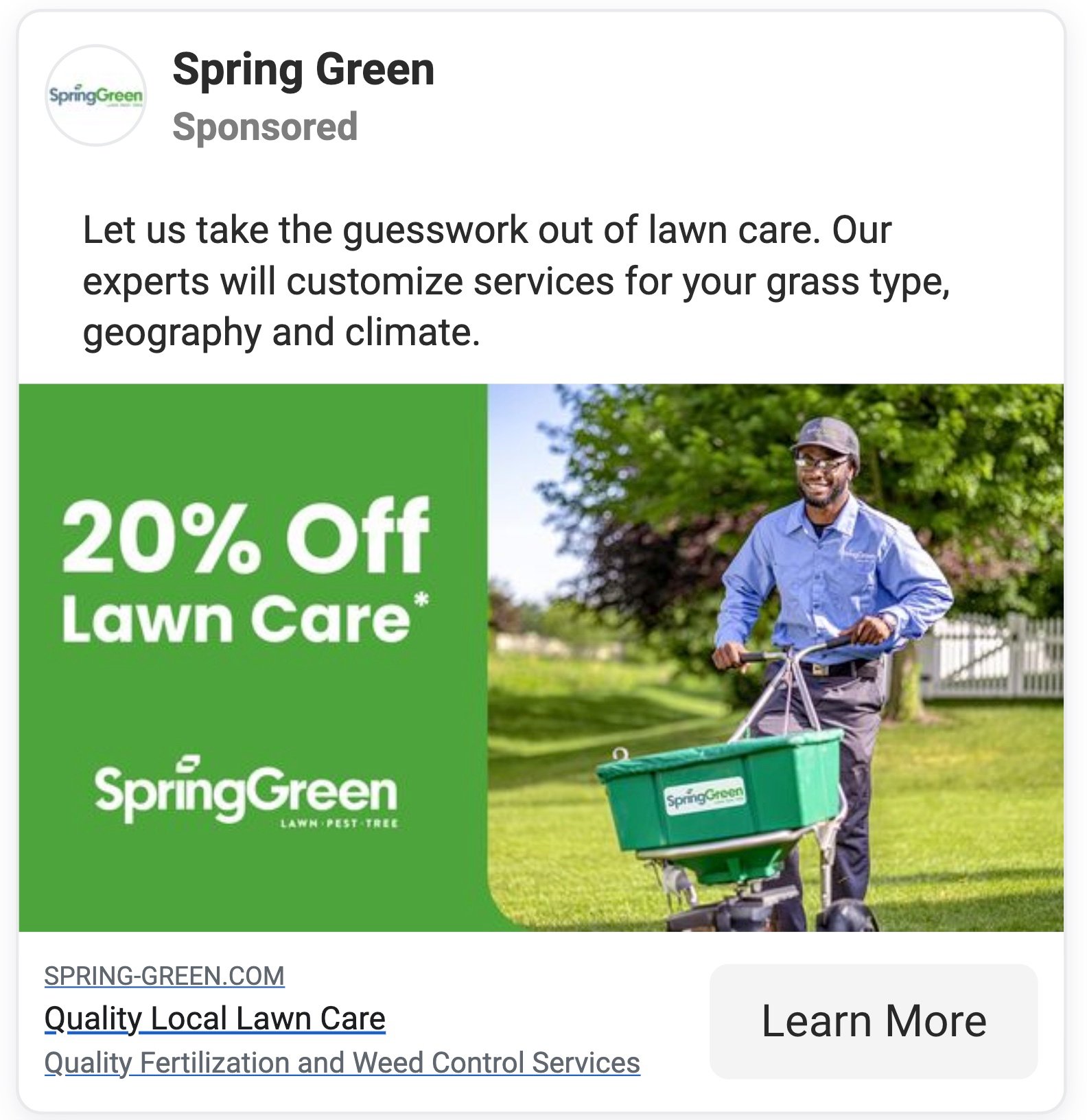 image of lawn care Facebook ad